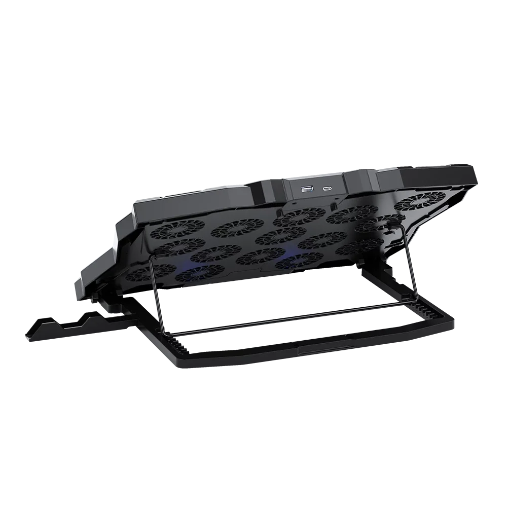 Base enfriadora Balam Rush para laptop 17 Eolox Frost EF740 Legend N 15 Vent 60mm 1xUSB C 1xUSB A Soporte para Celular 8 Niv Ajuste RGB