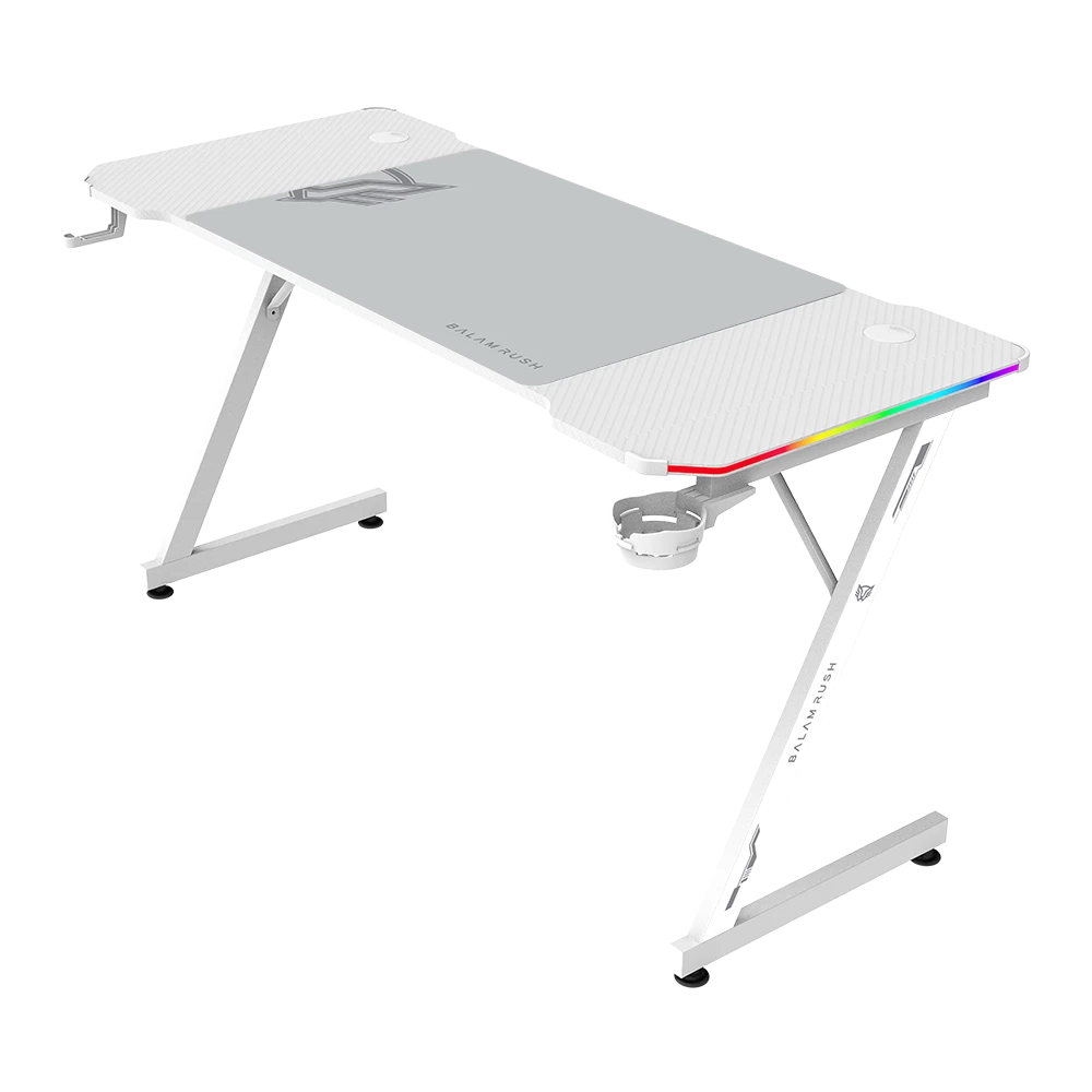 Escritorio Gamer Balam Rush Olympus Spot Glow MRX6000 RGB 140x60x74 incluye accesorios blanco