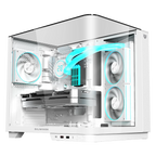 Gabinete Balam Rush Tank Expert Curve 6800 Media torre Blanco cristal 3xVentiladores ATX /Micro ATX/ Mini ITX sin fuente