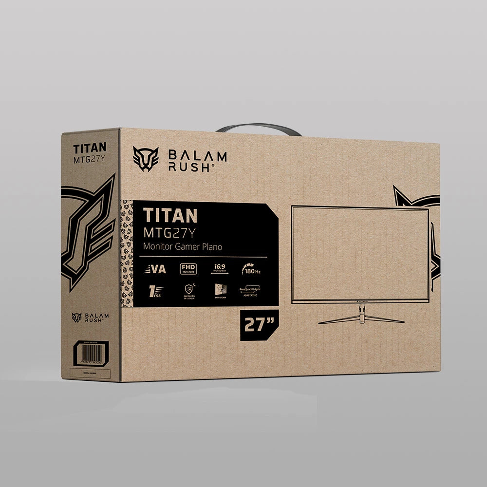 Monitor Balam Rush VA Titan MTG27Y 27 pulg Plano FHD 1ms 180Hz 1xHDMI 1xDP 1xUSB C Joystick negro