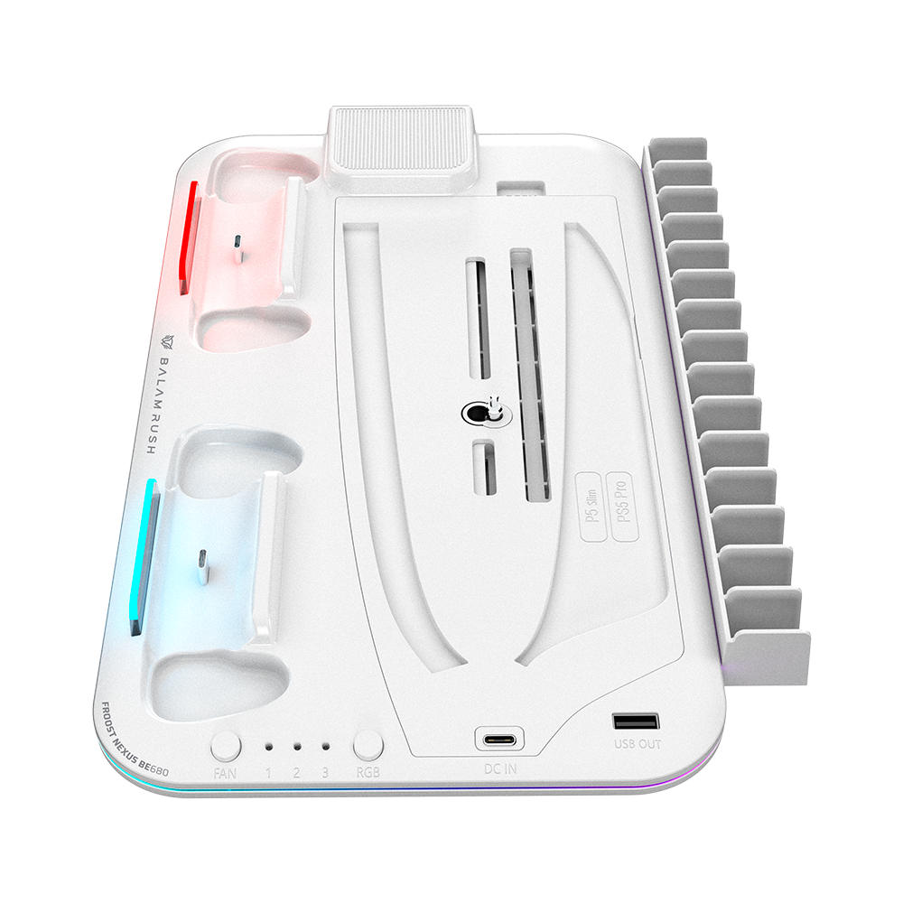 Base Enfriadora Balam Rush para consola PS5 Froost Nexus BE680 Compatible con PS5 PS5 Slim y PS5 PRO estacion de carga para controles