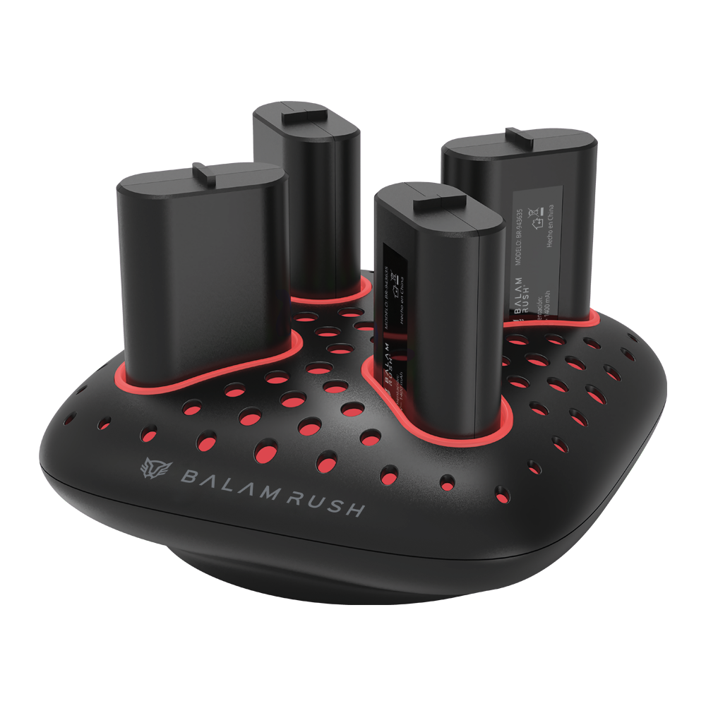 Base Carador Balam Rush para controles con 4 baterias ChargeCore Quad BC400 compatibles con Xbox One y Xbox Series cada una con 1400 mAh