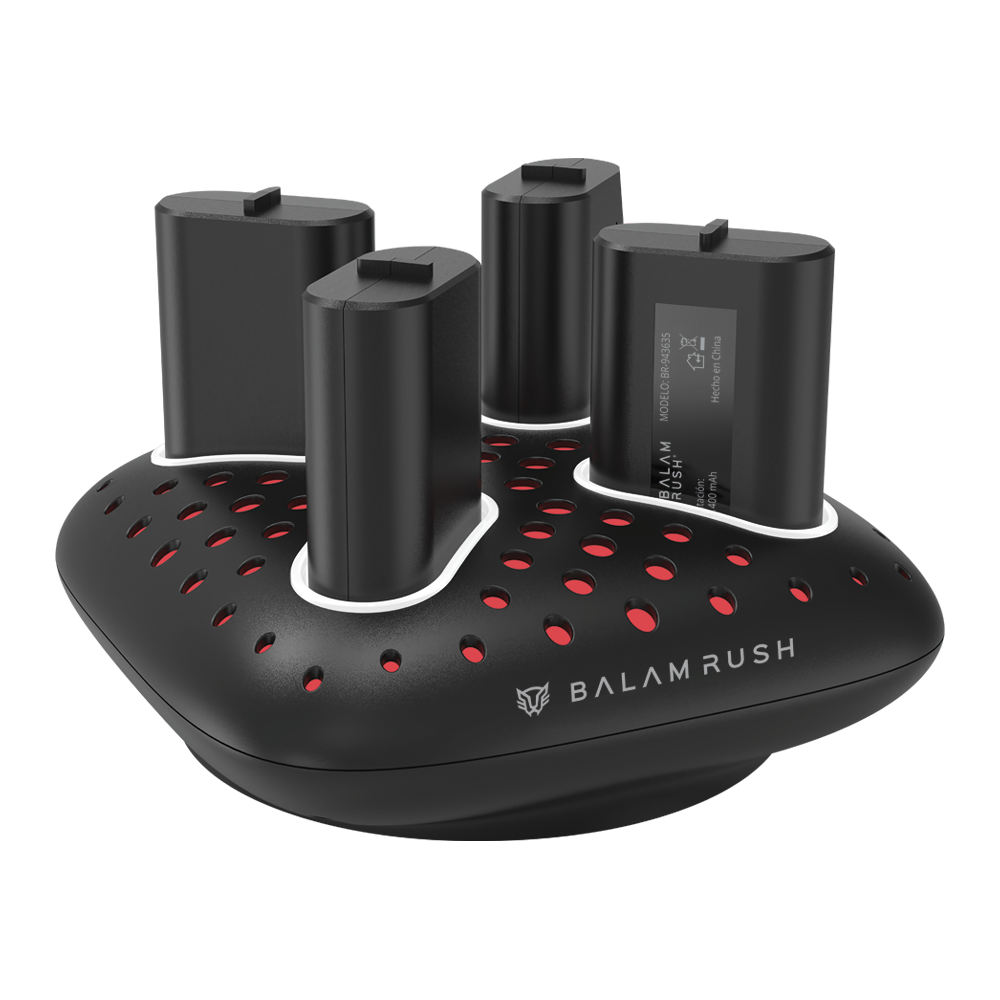 Base Carador Balam Rush para controles con 4 baterias ChargeCore Quad BC400 compatibles con Xbox One y Xbox Series cada una con 1400 mAh