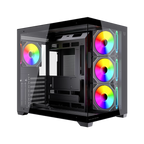 Gabinete Balam Rush Tank Core Ultra GM925 Media torre negro cristal 4xVentiladores ARGB ATX sin fuente