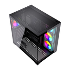 Gabinete Balam Rush Tank Core Ultra GM925 Media torre negro cristal 4xVentiladores ARGB ATX sin fuente