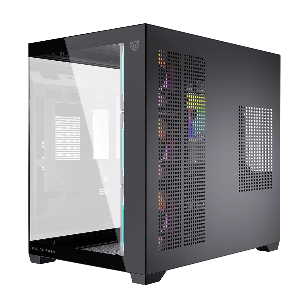 Gabinete Balam Rush Tank Core Ultra GM925 Media torre negro cristal 4xVentiladores ARGB ATX sin fuente