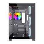 Gabinete Balam Rush Tank Core Ultra GM925 Media torre negro cristal 4xVentiladores ARGB ATX sin fuente