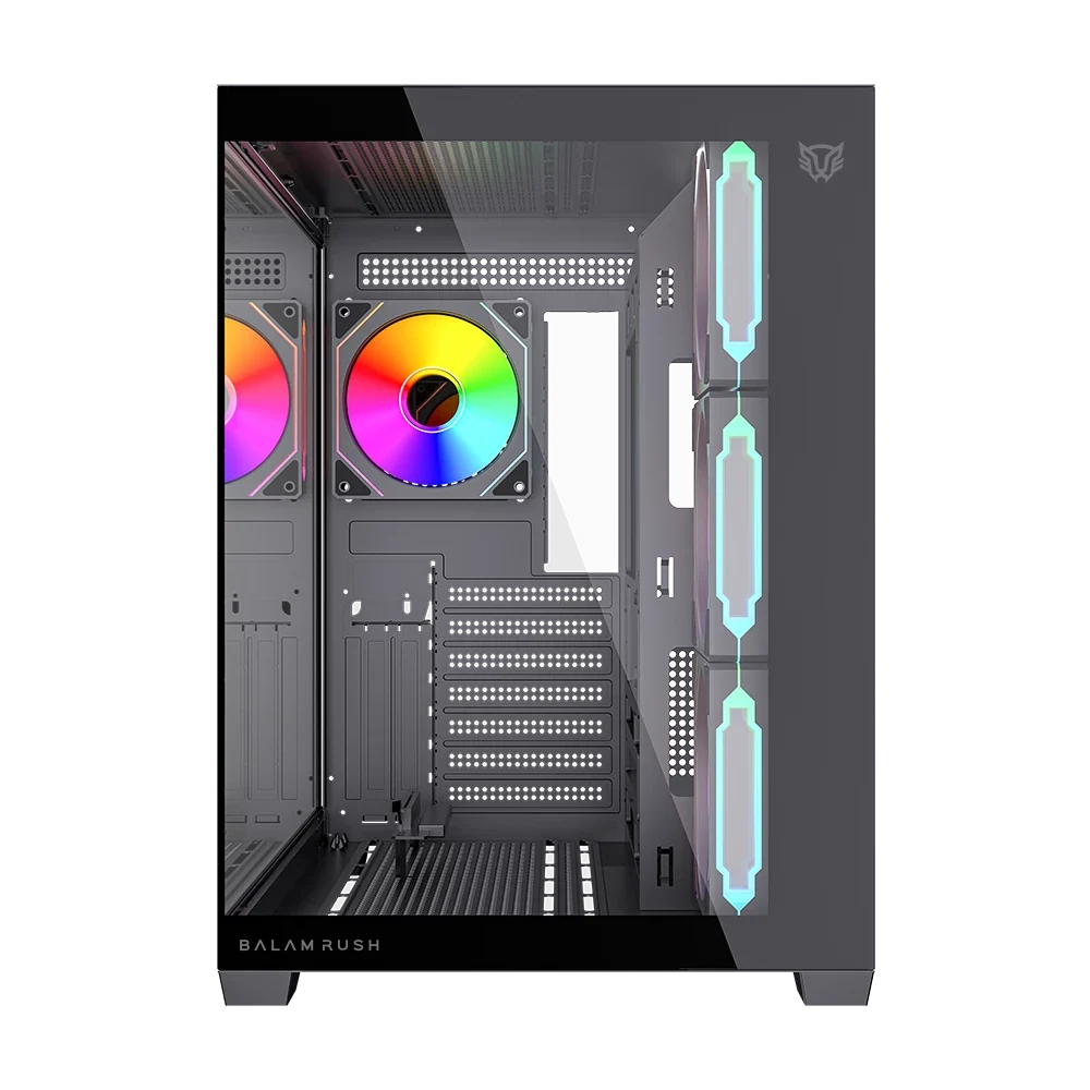 Gabinete Balam Rush Tank Core Ultra GM925 Media torre negro cristal 4xVentiladores ARGB ATX sin fuente