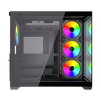 Gabinete Balam Rush Tank Core Ultra GM925 Media torre negro cristal 4xVentiladores ARGB ATX sin fuente