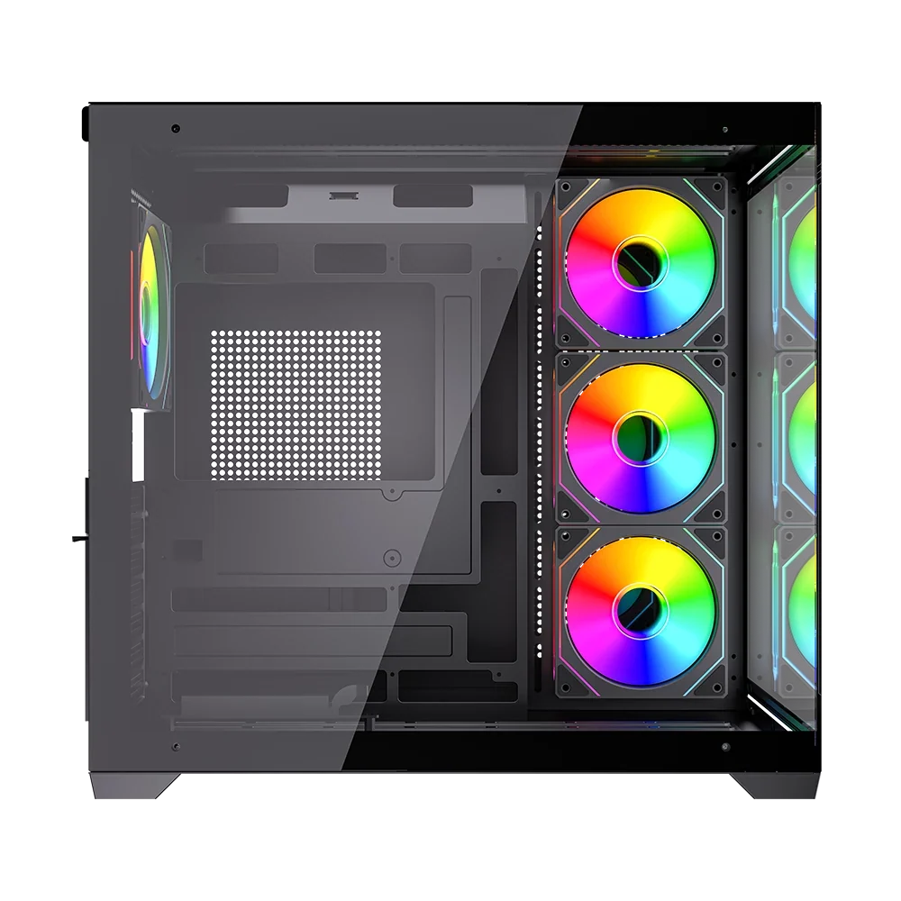 Gabinete Balam Rush Tank Core Ultra GM925 Media torre negro cristal 4xVentiladores ARGB ATX sin fuente