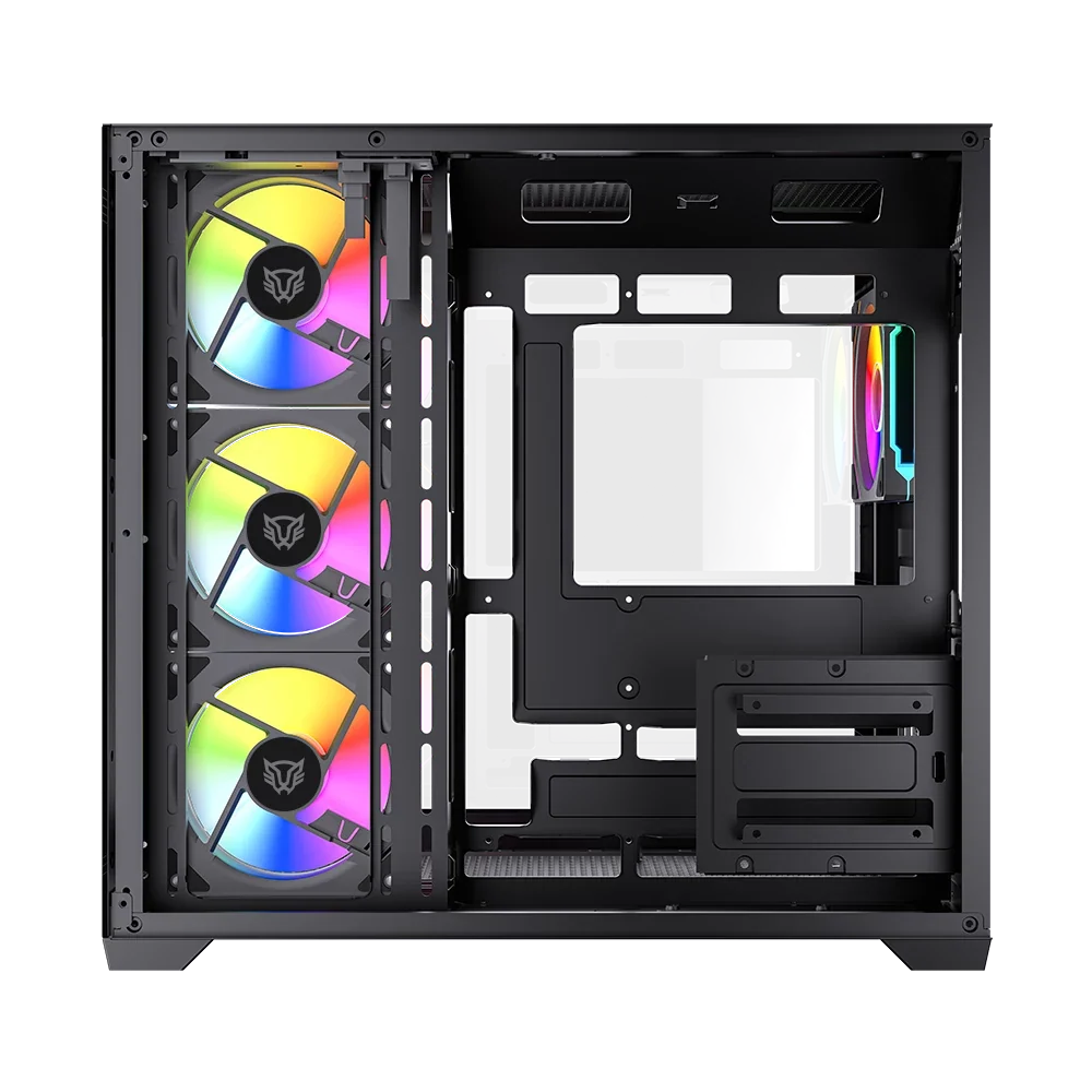 Gabinete Balam Rush Tank Core Ultra GM925 Media torre negro cristal 4xVentiladores ARGB ATX sin fuente
