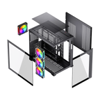 Gabinete Balam Rush Tank Core Ultra GM925 Media torre negro cristal 4xVentiladores ARGB ATX sin fuente