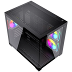 Gabinete Balam Rush Tank Core Pro GI925 Media torre negro cristal 3xVentiladores ARGB ATX sin fuente