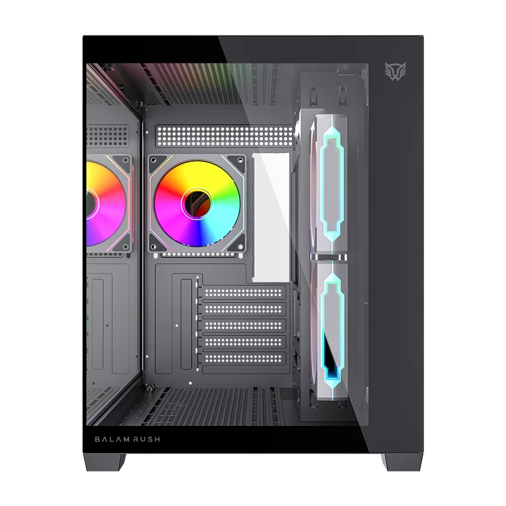 Gabinete Balam Rush Tank Core Pro GI925 Media torre negro cristal 3xVentiladores ARGB ATX sin fuente