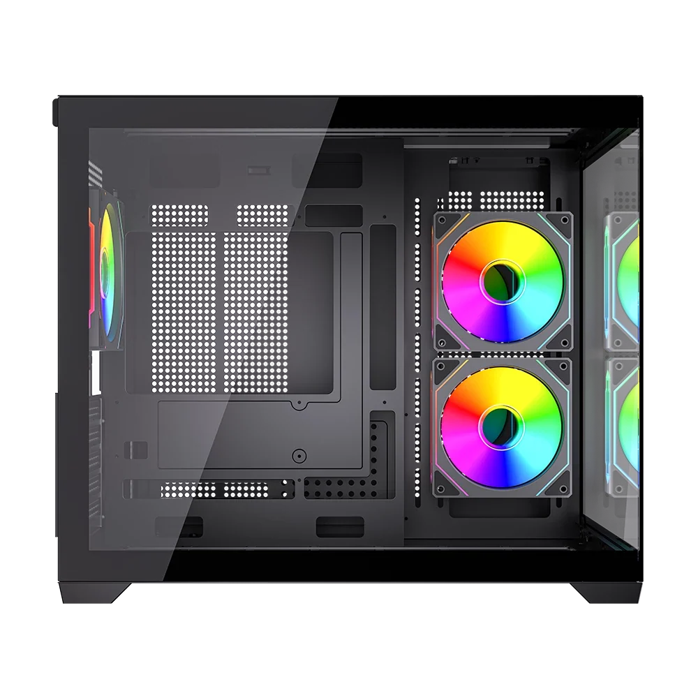 Gabinete Balam Rush Tank Core Pro GI925 Media torre negro cristal 3xVentiladores ARGB ATX sin fuente