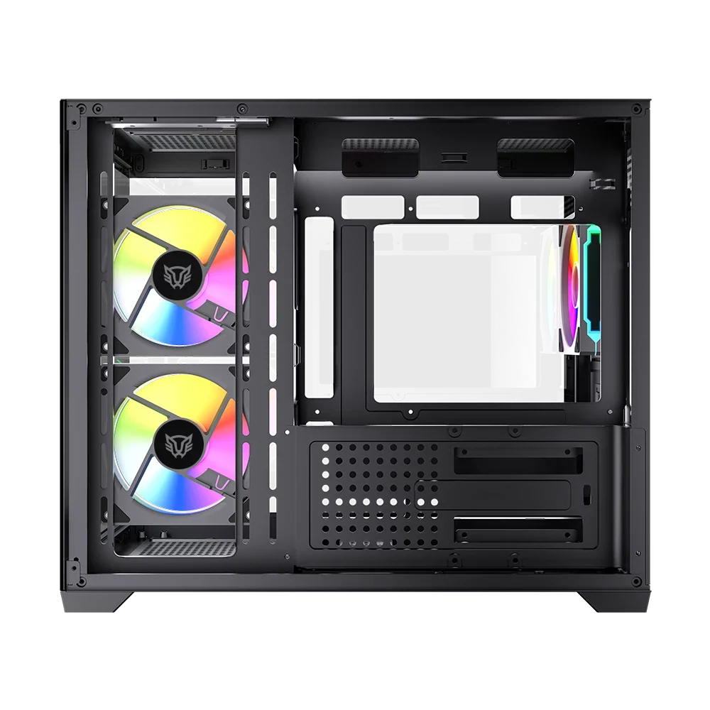 Gabinete Balam Rush Tank Core Pro GI925 Media torre negro cristal 3xVentiladores ARGB ATX sin fuente
