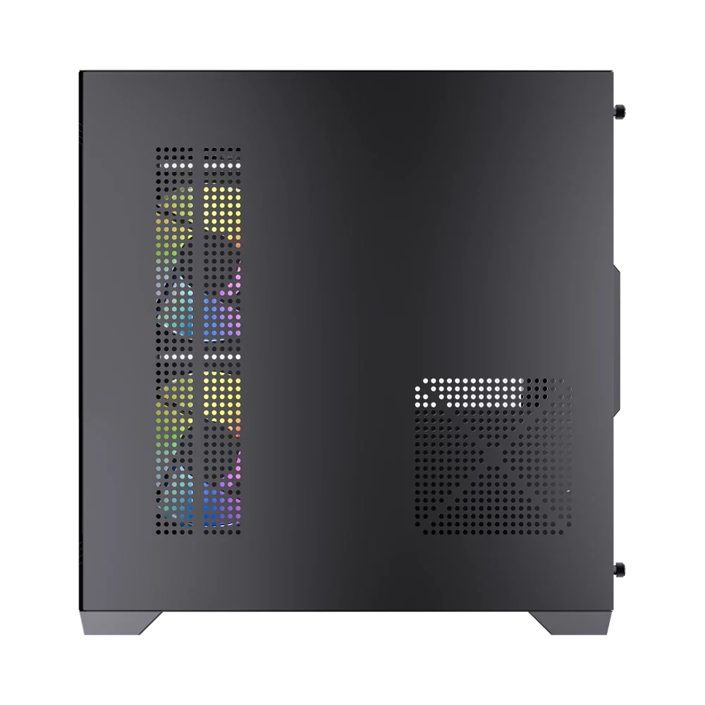 Gabinete Balam Rush Tank Glow Max 3900 Negro Gamer Compact Mini Torre M-ATX 3xVentiladores ARGB Cristal templado ATX