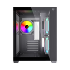 Gabinete Balam Rush Tank Glow Max 3900 Negro Gamer Compact Mini Torre M-ATX 3xVentiladores ARGB Cristal templado ATX