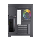 Gabinete Balam Rush Tank Glow Max 3900 Negro Gamer Compact Mini Torre M-ATX 3xVentiladores ARGB Cristal templado ATX