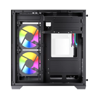 Gabinete Balam Rush Tank Glow Max 3900 Negro Gamer Compact Mini Torre M-ATX 3xVentiladores ARGB Cristal templado ATX