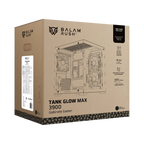 Gabinete Balam Rush Tank Glow Max 3900 Negro Gamer Compact Mini Torre M-ATX 3xVentiladores ARGB Cristal templado ATX