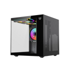 Gabinete Balam Tank Glow Mini 3500 Mini Torre negro cristal 3xVentiladores ARGB sin fuente