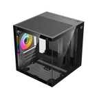 Gabinete Balam Tank Glow Mini 3500 Mini Torre negro cristal 3xVentiladores ARGB sin fuente