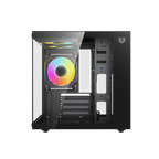 Gabinete Balam Tank Glow Mini 3500 Mini Torre negro cristal 3xVentiladores ARGB sin fuente