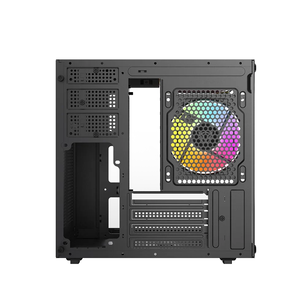 Gabinete Balam Tank Glow Mini 3500 Mini Torre negro cristal 3xVentiladores ARGB sin fuente