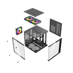 Gabinete Balam Tank Glow Mini 3500 Mini Torre negro cristal 3xVentiladores ARGB sin fuente