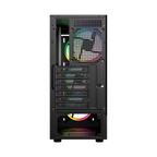 Gabinete Balam Rush Dragonfly Wood GM580 Negro Gamer Compact Media Torre ATX 4xVentiladores ARGB Cristal templado frente con acabado tipo madera
