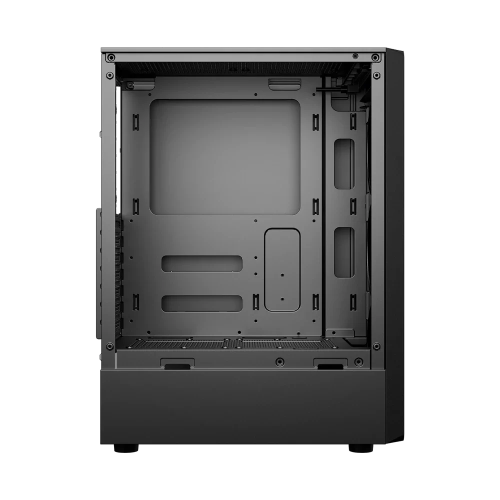 Gabinete Balam Rush Dragonfly Wood GM580 Negro Gamer Compact Media Torre ATX 4xVentiladores ARGB Cristal templado frente con acabado tipo madera