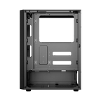 Gabinete Balam Rush Dragonfly Wood GM580 Negro Gamer Compact Media Torre ATX 4xVentiladores ARGB Cristal templado frente con acabado tipo madera