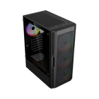 Gabinete Balam Rush Dragonfly Ventra GM570 Negro Gamer Compact Media Torre ATX 4xVentiladores ARGB Cristal templado frente tipo malla