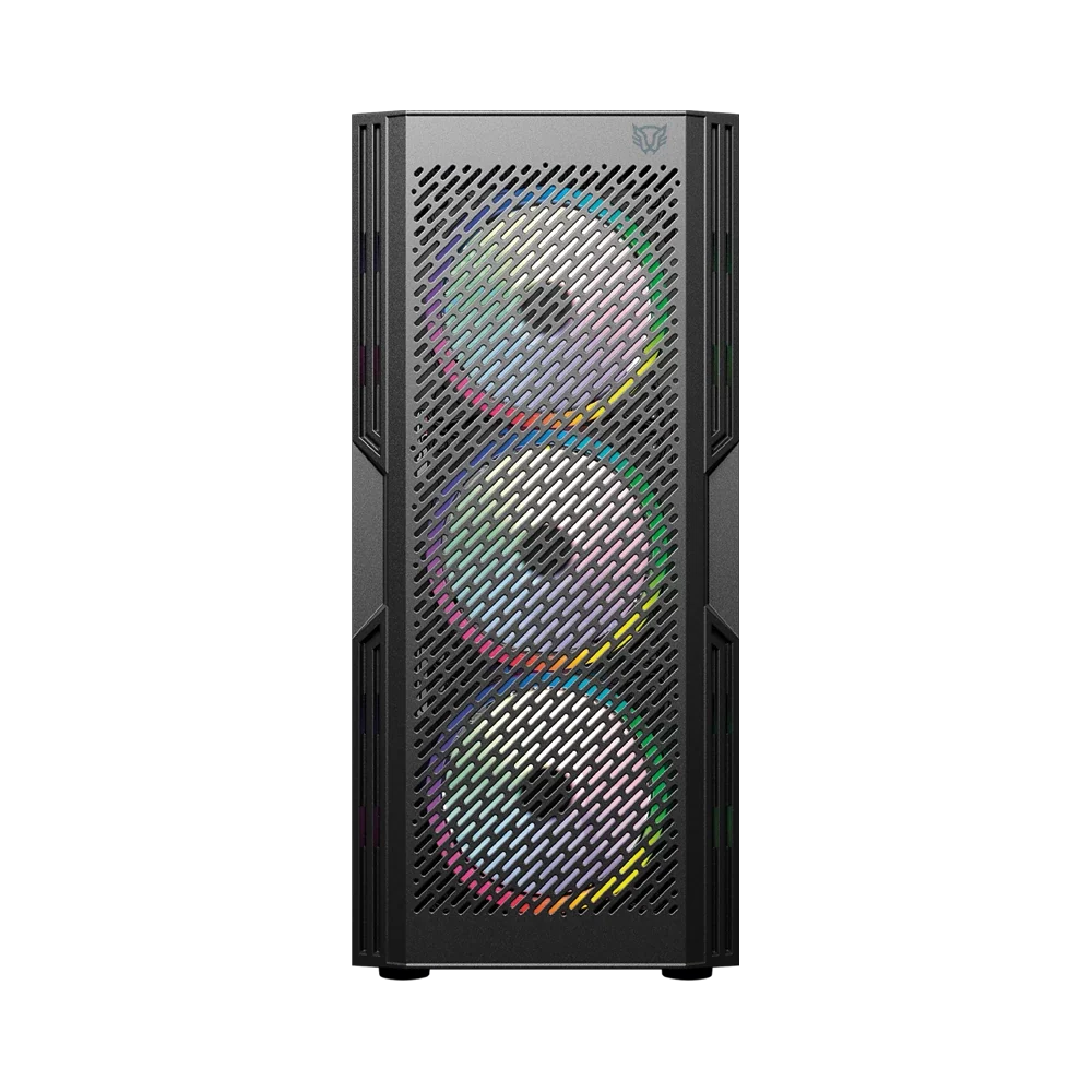 Gabinete Balam Rush Dragonfly Ventra GM570 Negro Gamer Compact Media Torre ATX 4xVentiladores ARGB Cristal templado frente tipo malla