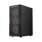 Gabinete Balam Rush Dragonfly Ventra GM570 Negro Gamer Compact Media Torre ATX 4xVentiladores ARGB Cristal templado frente tipo malla