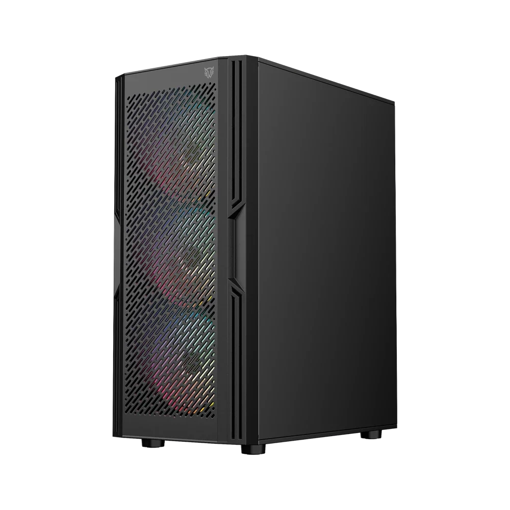 Gabinete Balam Rush Dragonfly Ventra GM570 Negro Gamer Compact Media Torre ATX 4xVentiladores ARGB Cristal templado frente tipo malla