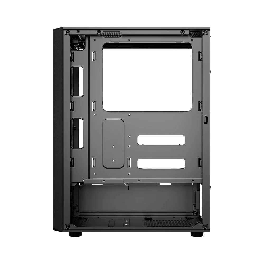 Gabinete Balam Rush Dragonfly Ventra GM570 Negro Gamer Compact Media Torre ATX 4xVentiladores ARGB Cristal templado frente tipo malla