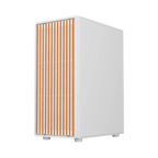 Gabinete Balam Rush Dragonfly Wood GM580 Blanco Gamer Compact Media Torre ATX 4xVentiladores ARGB Cristal templado frente con acabado tipo madera