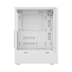 Gabinete Balam Rush Dragonfly Wood GM580 Blanco Gamer Compact Media Torre ATX 4xVentiladores ARGB Cristal templado frente con acabado tipo madera
