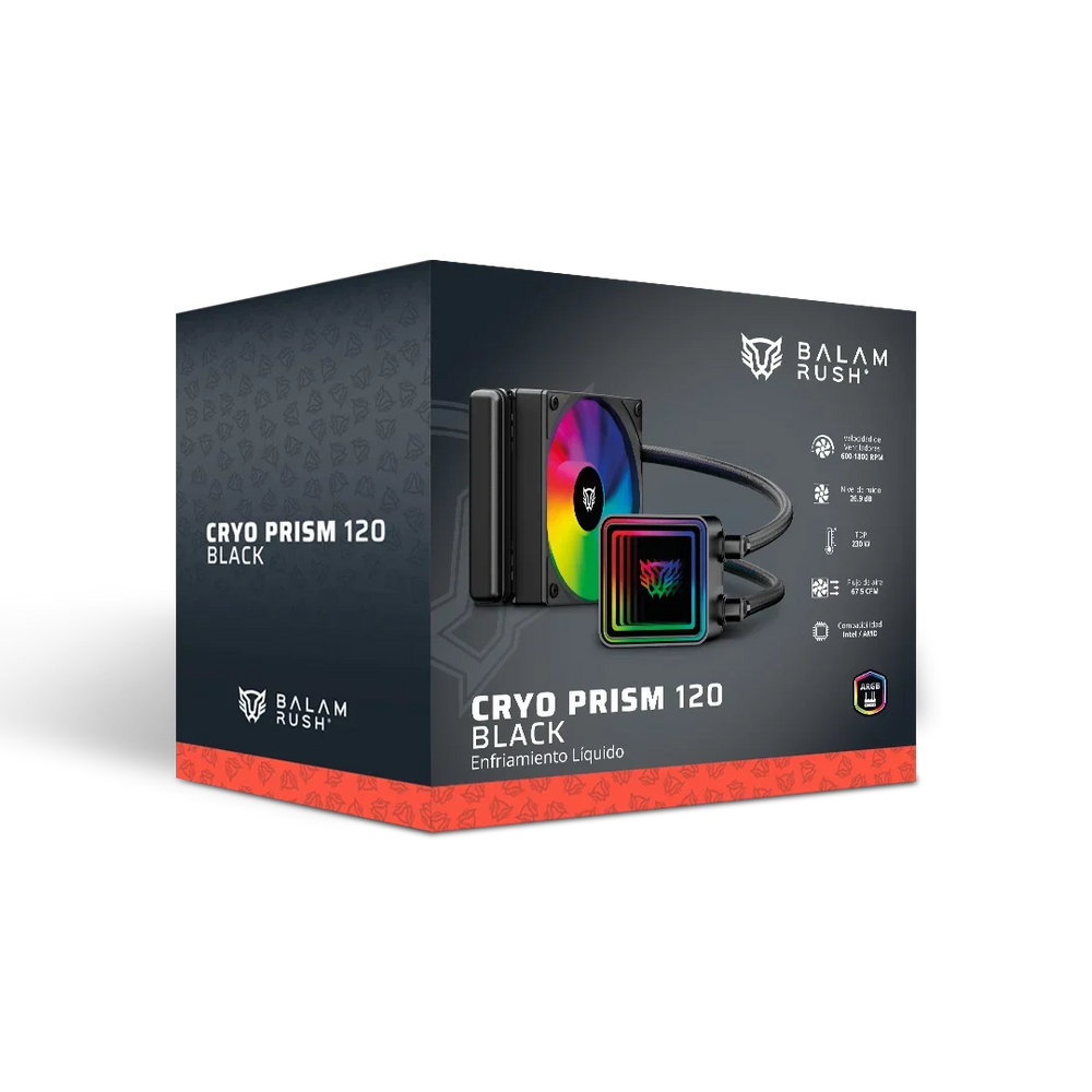 Enfriamiento Liquido Balam Rush Cryo Prism 120 Negro Display para monitoreo de temperatura ARGB 1x Vent 120 mm 230w