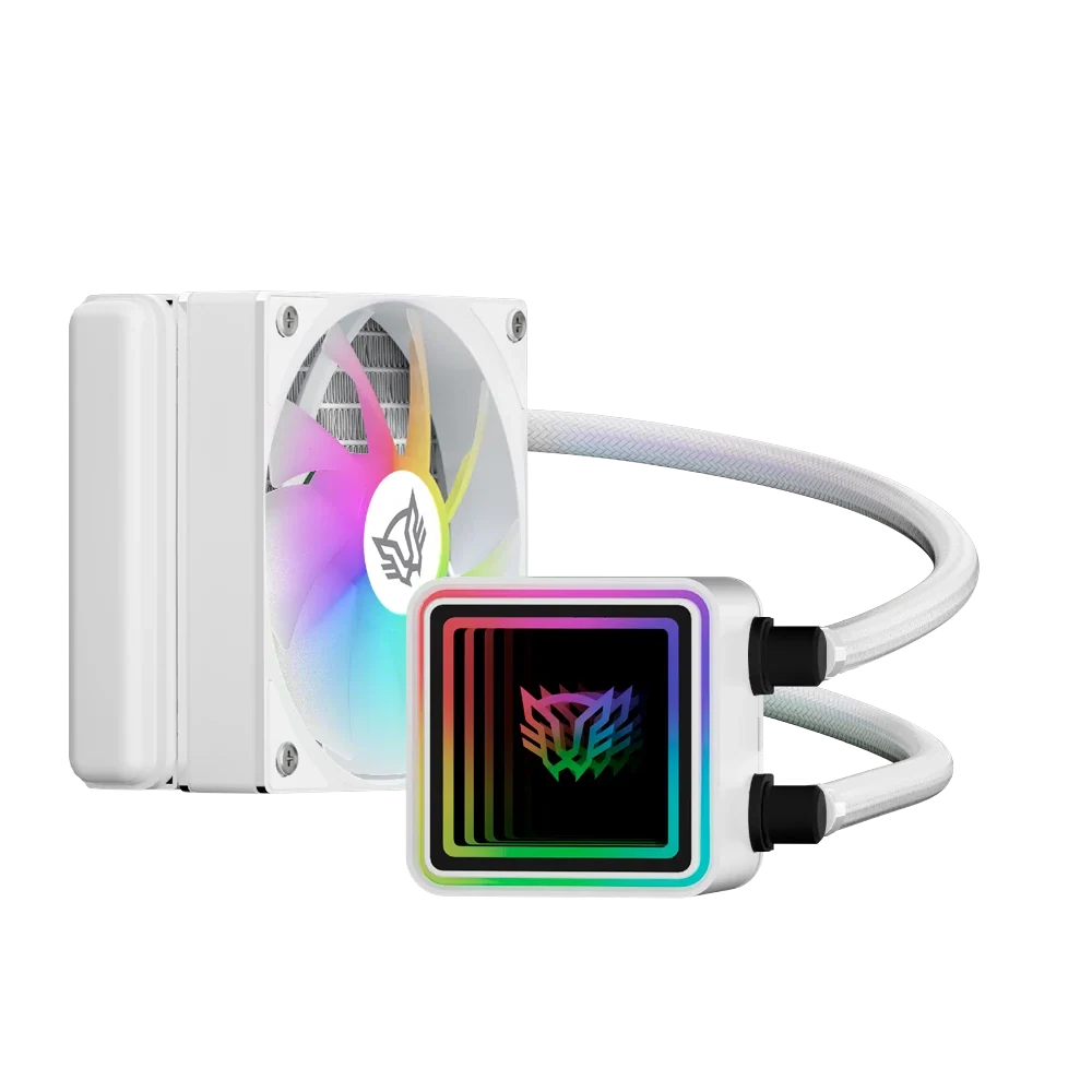 Enfriamiento Liquido Balam Rush Cryo Prism 120 ICE Blanco Display para monitoreo de temperatura ARGB 1x Vent 120 mm 230w