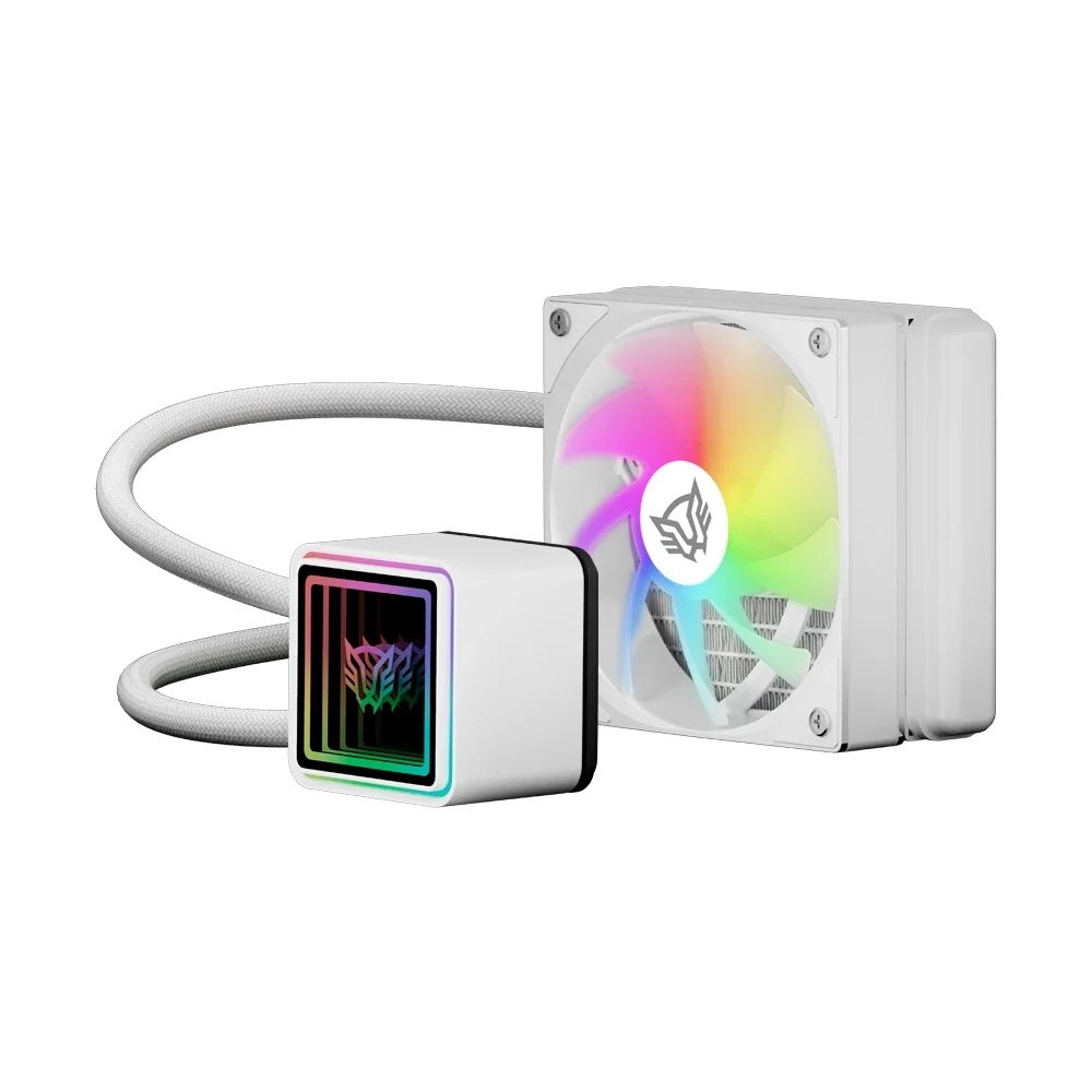 Enfriamiento Liquido Balam Rush Cryo Prism 120 ICE Blanco Display para monitoreo de temperatura ARGB 1x Vent 120 mm 230w