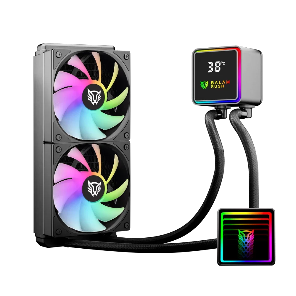 Enfriamiento Liquido Balam Rush Cryo Prism 240 Negro Display para monitoreo de temperatura ARGB 2x Vent 120 mm 270w