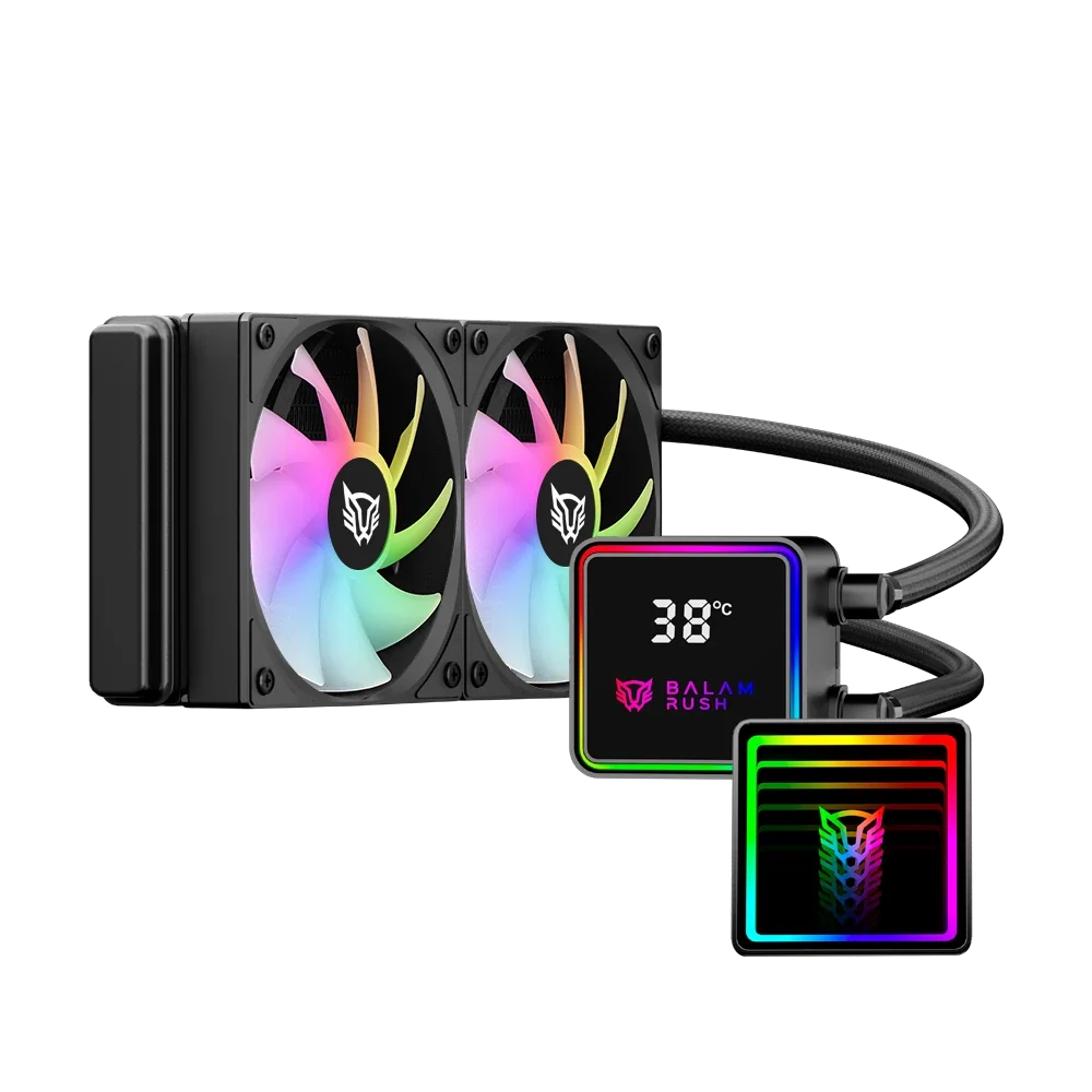 Enfriamiento Liquido Balam Rush Cryo Prism 240 Negro Display para monitoreo de temperatura ARGB 2x Vent 120 mm 270w