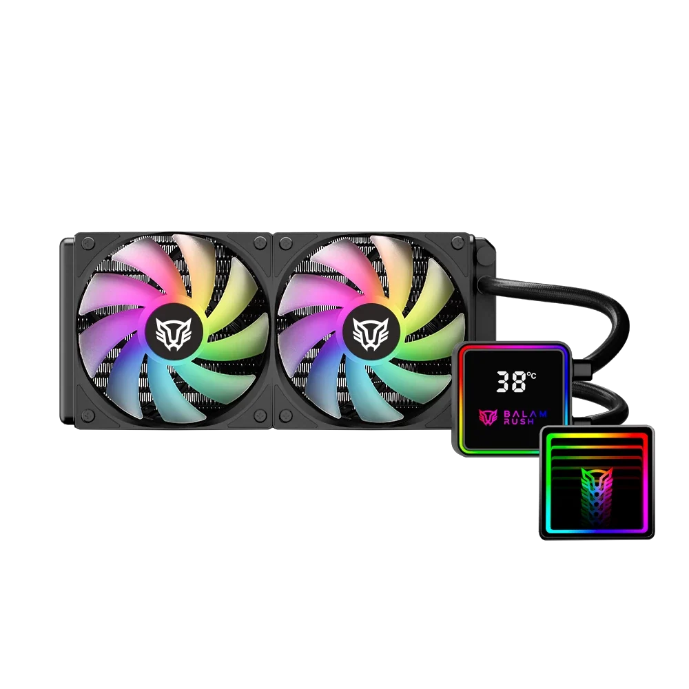 Enfriamiento Liquido Balam Rush Cryo Prism 240 Negro Display para monitoreo de temperatura ARGB 2x Vent 120 mm 270w