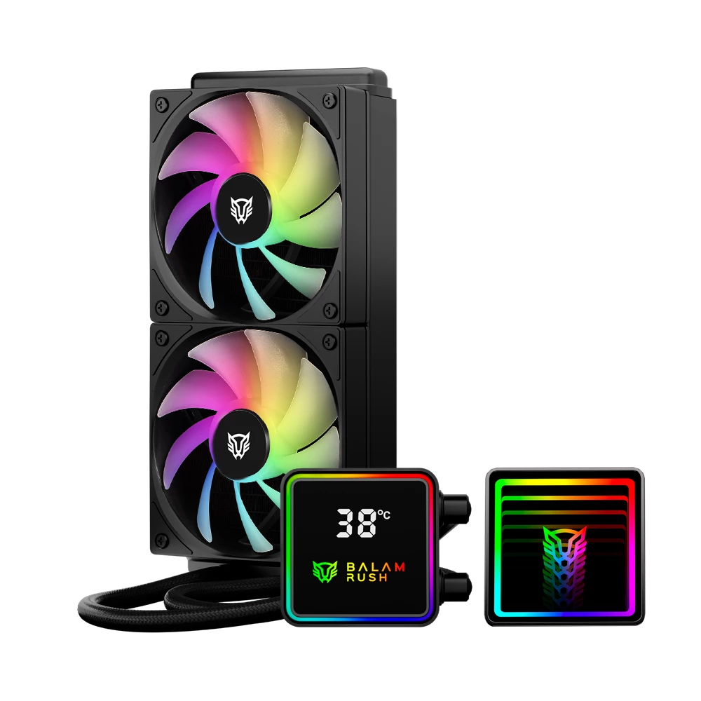 Enfriamiento Liquido Balam Rush Cryo Prism 240 Negro Display para monitoreo de temperatura ARGB 2x Vent 120 mm 270w