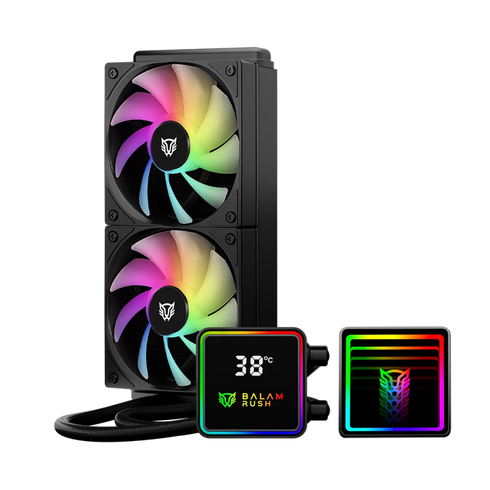 Enfriamiento Liquido Balam Rush Cryo Prism 240 Negro Display para monitoreo de temperatura ARGB 2x Vent 120 mm 270w