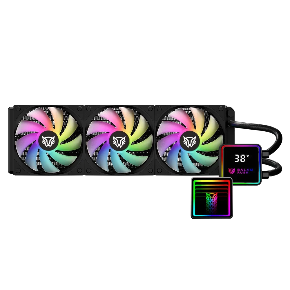Enfriamiento Liquido Balam Rush Cryo Prism 360 Negro Display para monitoreo de temperatura ARGB 3x Vent 120 mm 300w