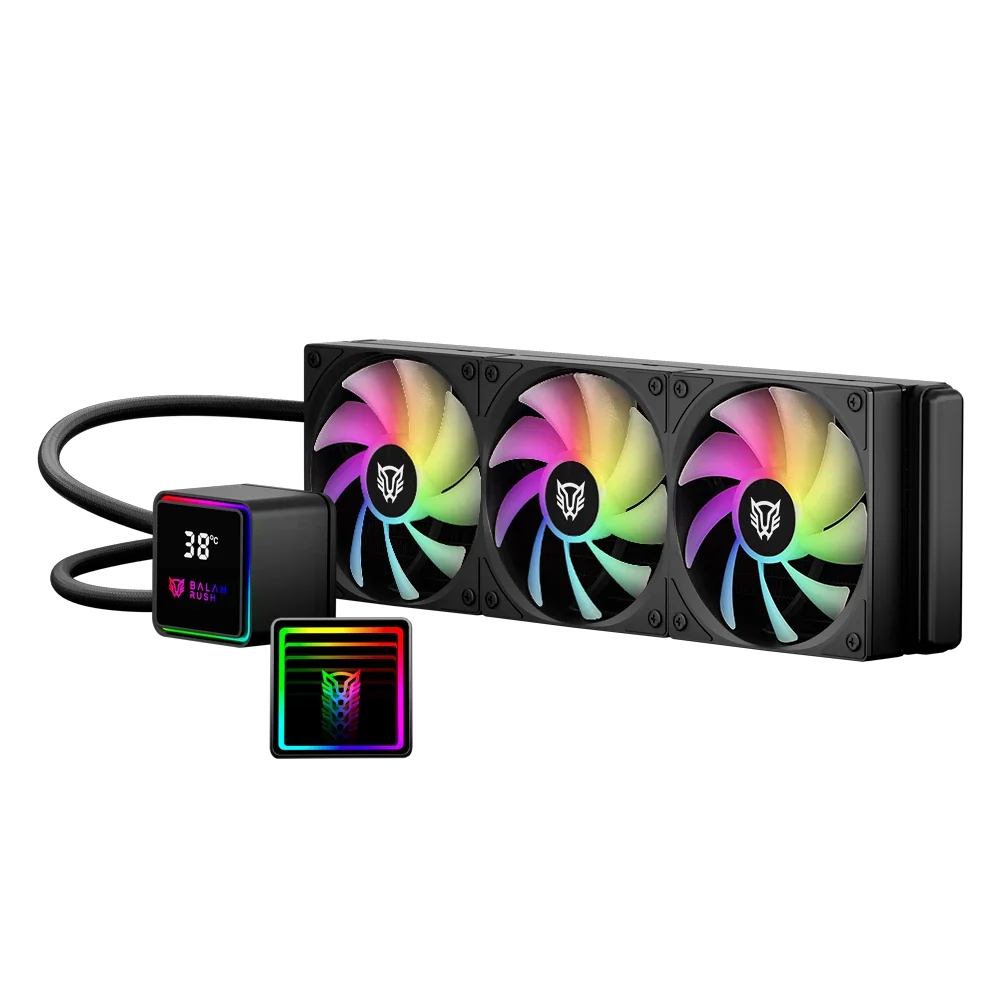 Enfriamiento Liquido Balam Rush Cryo Prism 360 Negro Display para monitoreo de temperatura ARGB 3x Vent 120 mm 300w